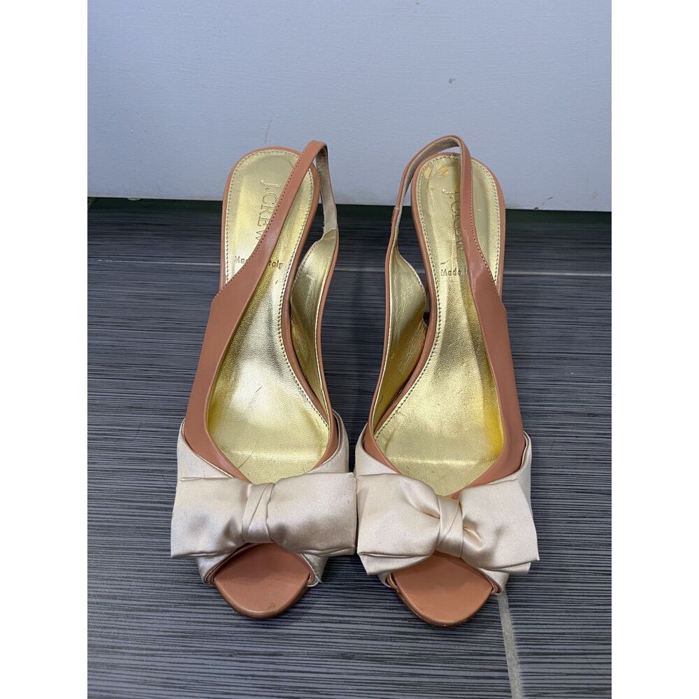 J. Crew Augusta Peep Toe Soft Apricot Pink Slingback Pumps Size 9